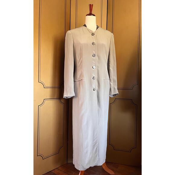 Vintage silk jacket in dove gray, size 6 - Picture 5 of 6